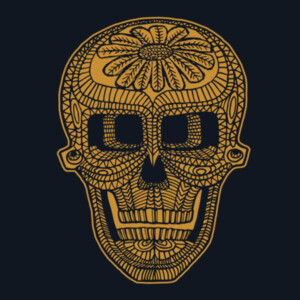 Grateful Skull Gold Scallop neck Womens Design
